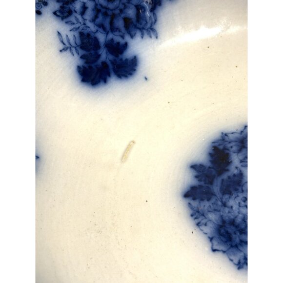 Antique New Wharf Pottery Bowl England Semi-Porcelain Waldorf Flow Blue 9" - Picture 11 of 13